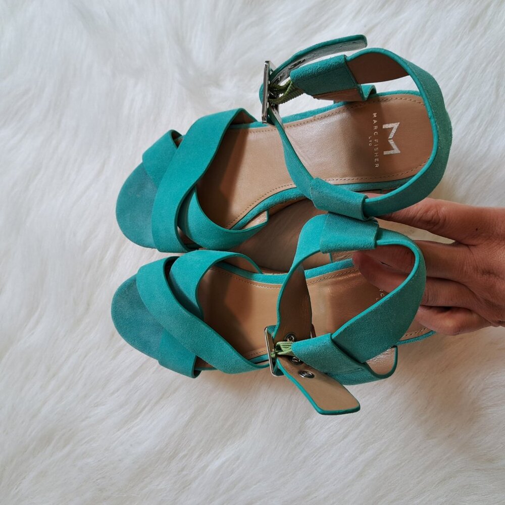 Marc Fisher Suede Wedge Sandals Size 8.5 - Picture 5 of 12